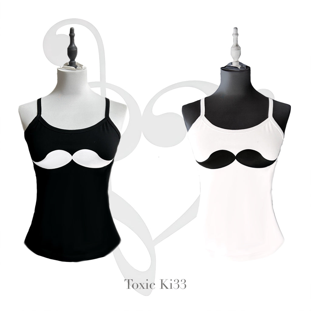 Mustache Cami Top | Black & White