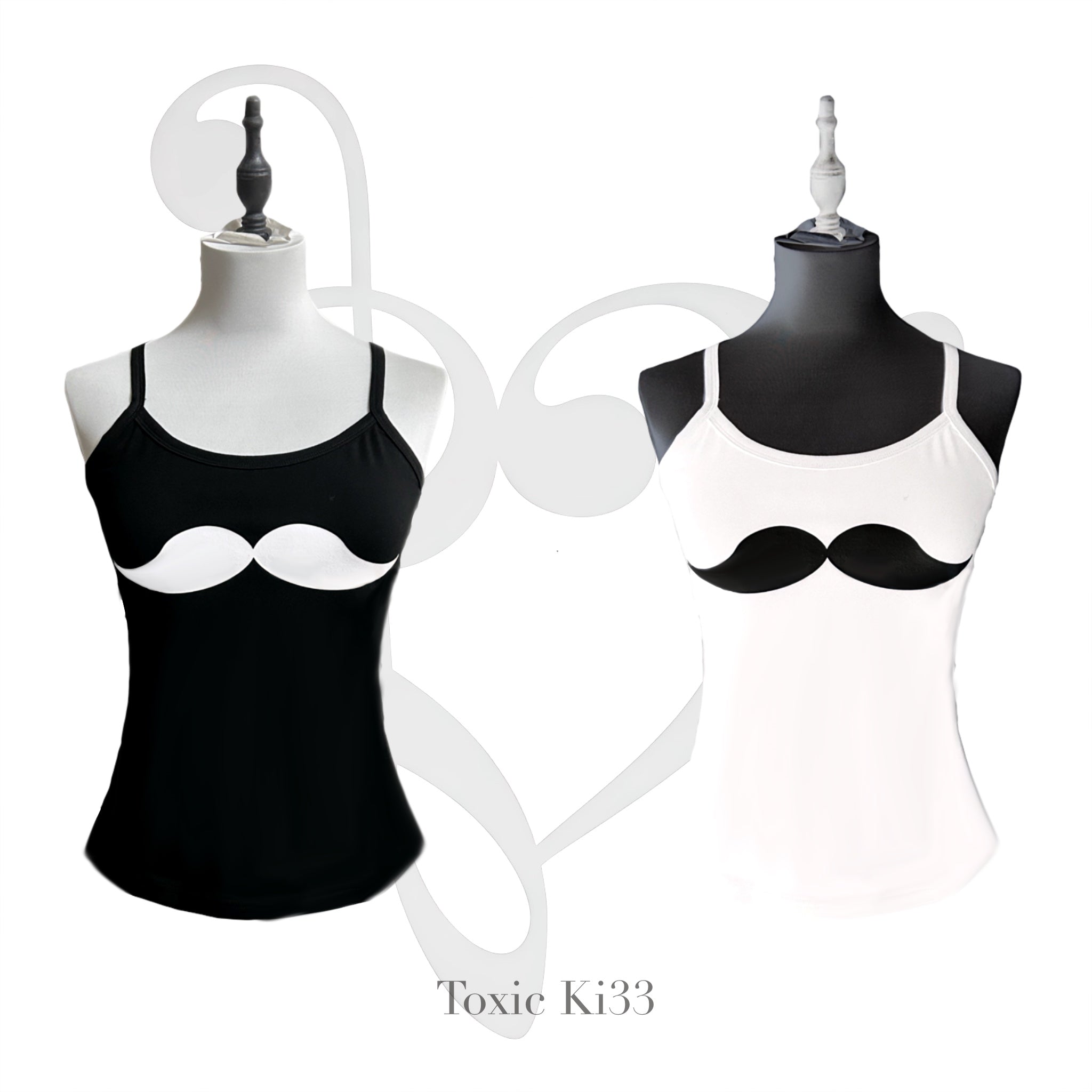 Mustache Cami Top | Black & White