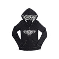 Knockout Slim Fit Black Hoodie with Zebra Pattern Hood Lining & Rivet Details