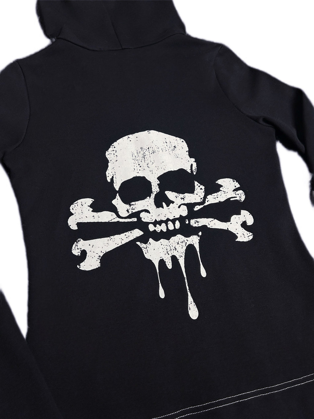 Knockout Slim Fit Black Hoodie with Zebra Pattern Hood Lining & Rivet Details